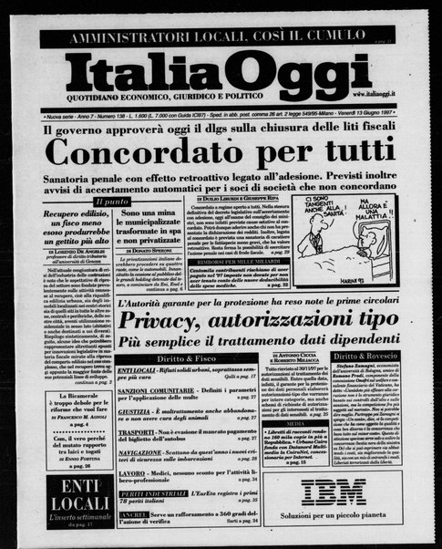 Italia oggi : quotidiano di economia finanza e politica